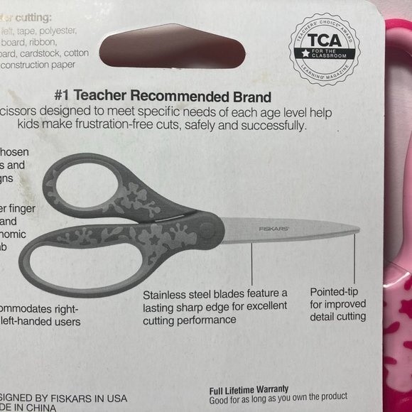 3 Fiskars Pink Comfort Grip Pointed Scissors - Picture 8 of 13